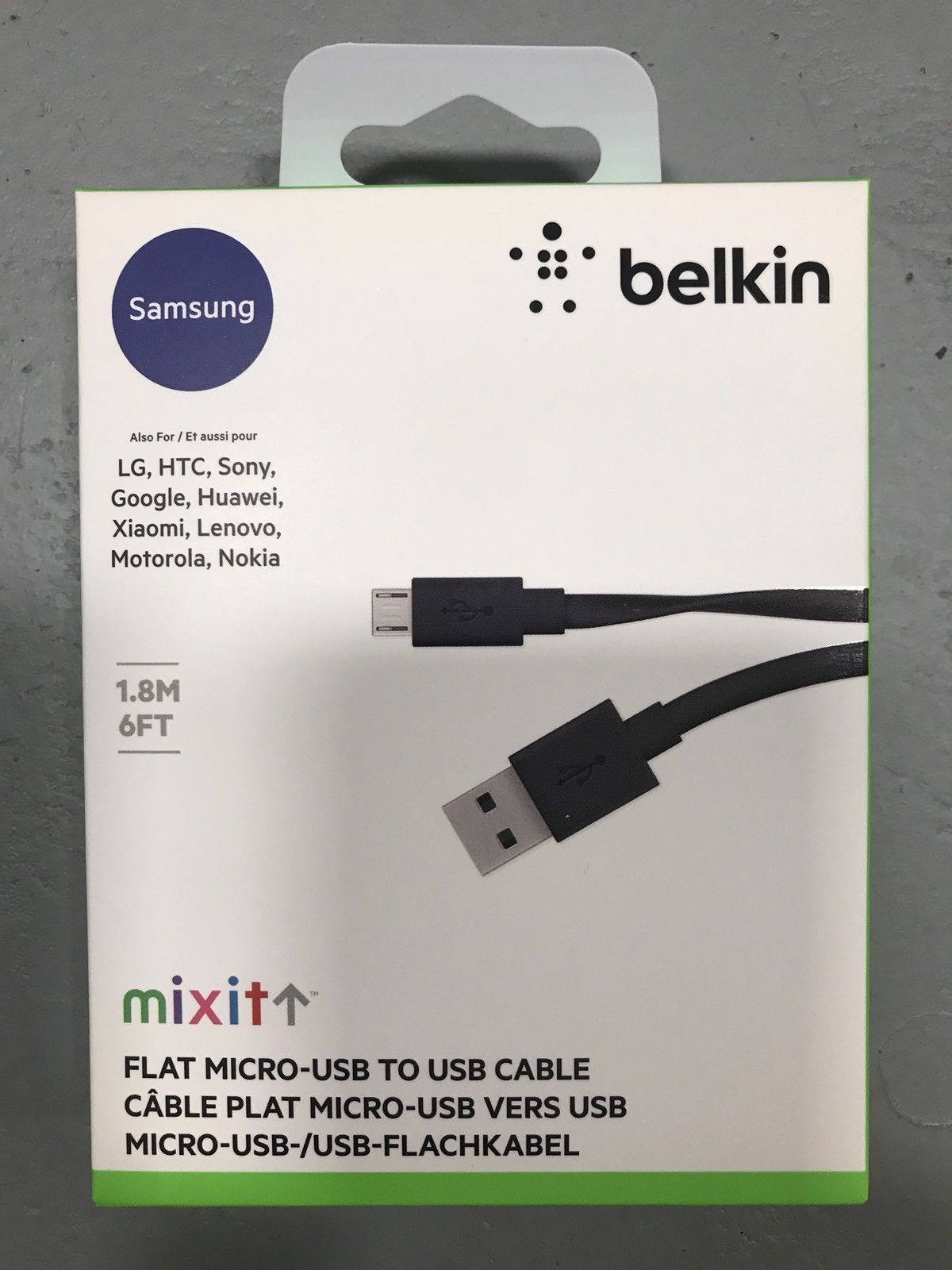 NUEVO Negro Belkin USB Cable 6ft de Largo cargador casero-C 