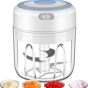 Electric Mini Garlic Chopper, Portable Food Processor, Vegetable Chopper Onion Mincer, Cordless Meat Grinder with USB Charging for Vegetable, Pepper, Onion, Baby Food, Seasoning, Nuts (BPA-Free)