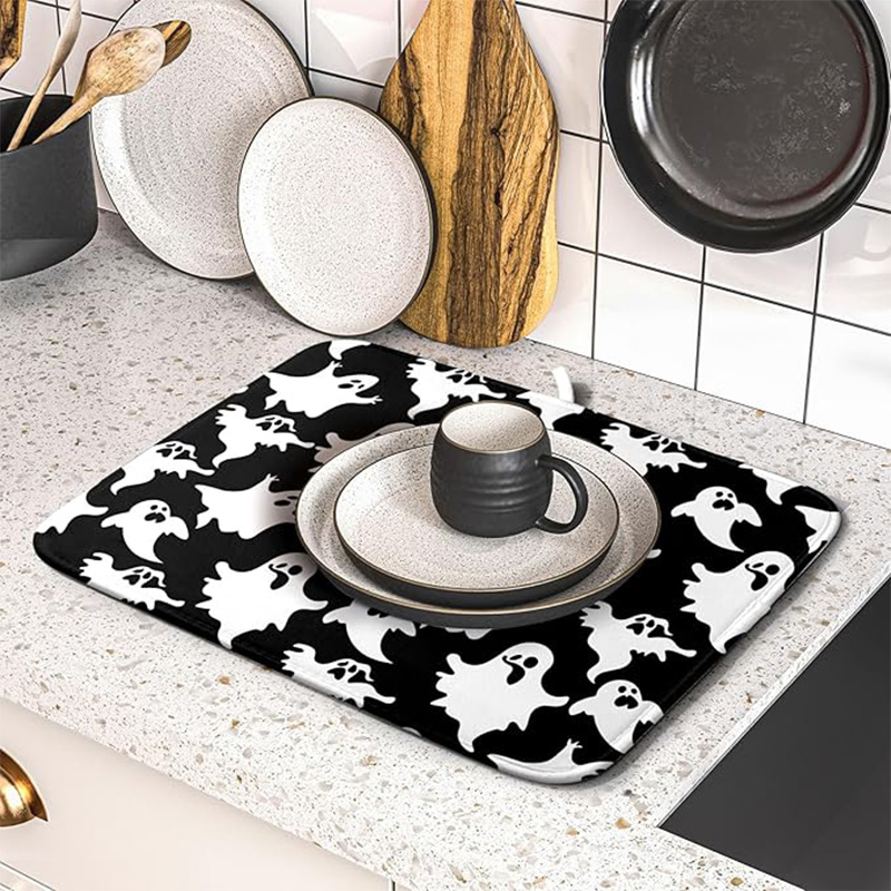 Spooky-Ghost-Bat-Dish-Drying-Mat-–-16x18-Halloween-Kitchen-Counter-Pad - Image 5